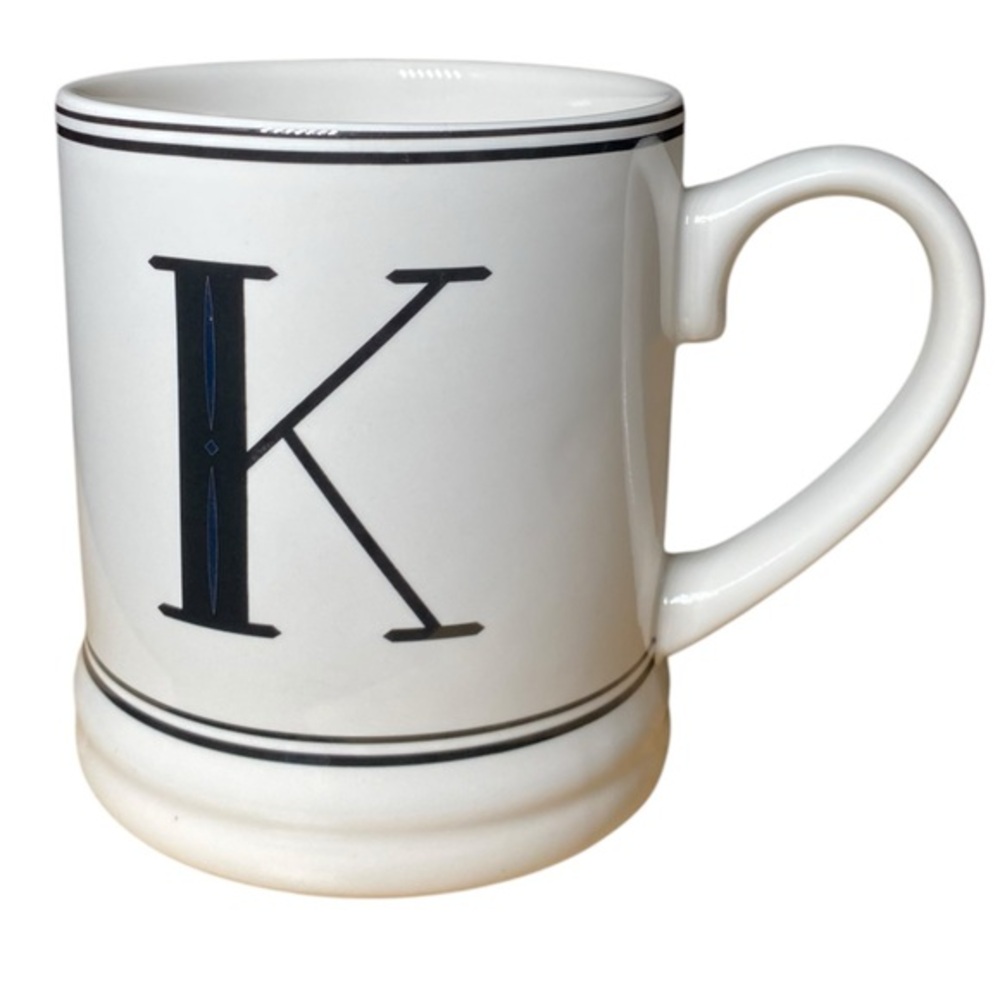 Black & White Monogrammed Letter K Porcelain Coffee Tea Cup Mug